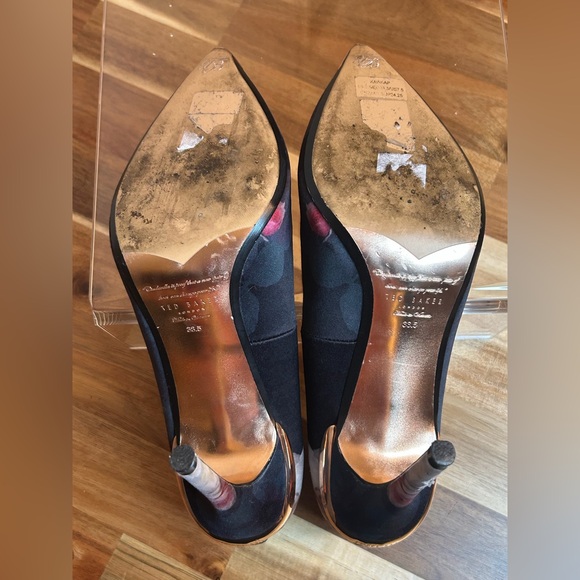 Ted Baker Kawaap Chelsea Navy Floral Metallic Accent Bow Detail Closed Toe Heel - Picture 6 of 8